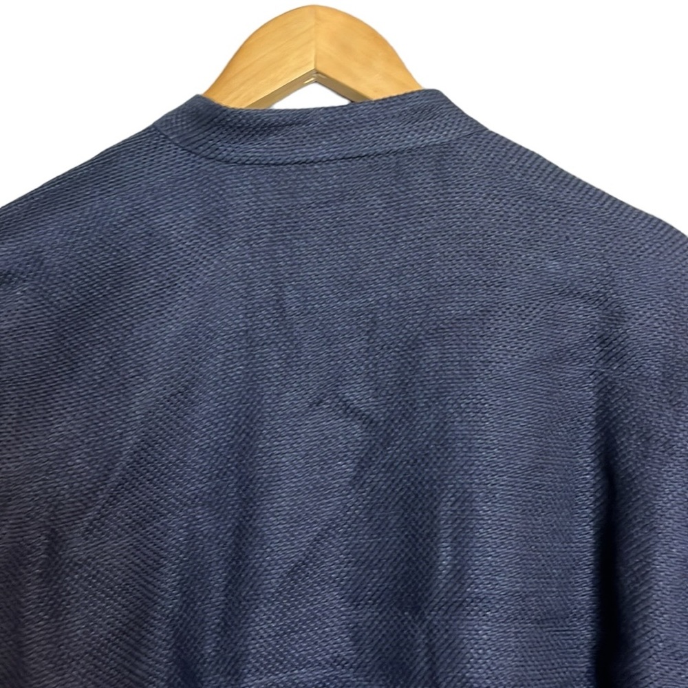 EILEEN FISHER Basket Weave Linen Cotton Blazer Jacket button Mandarin collar M - Picture 7 of 10